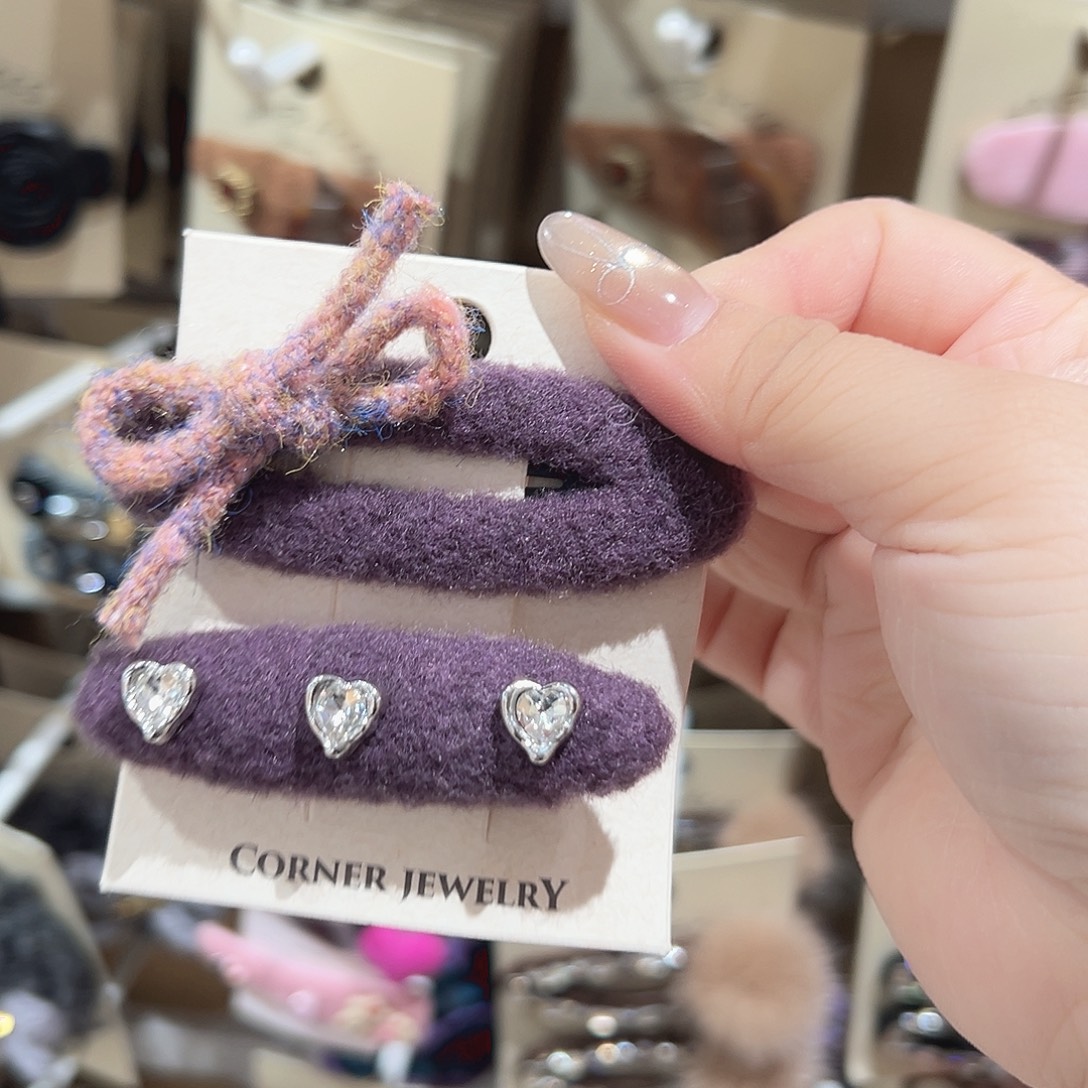 非金属紫色爱心蝴蝶结掰掰鸭夹