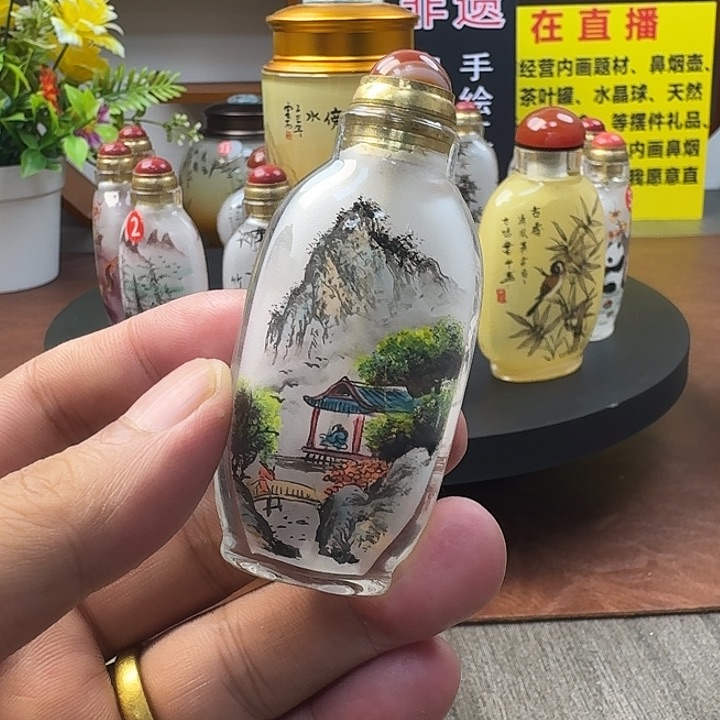 转***圈鼻烟壶内画手工绘制