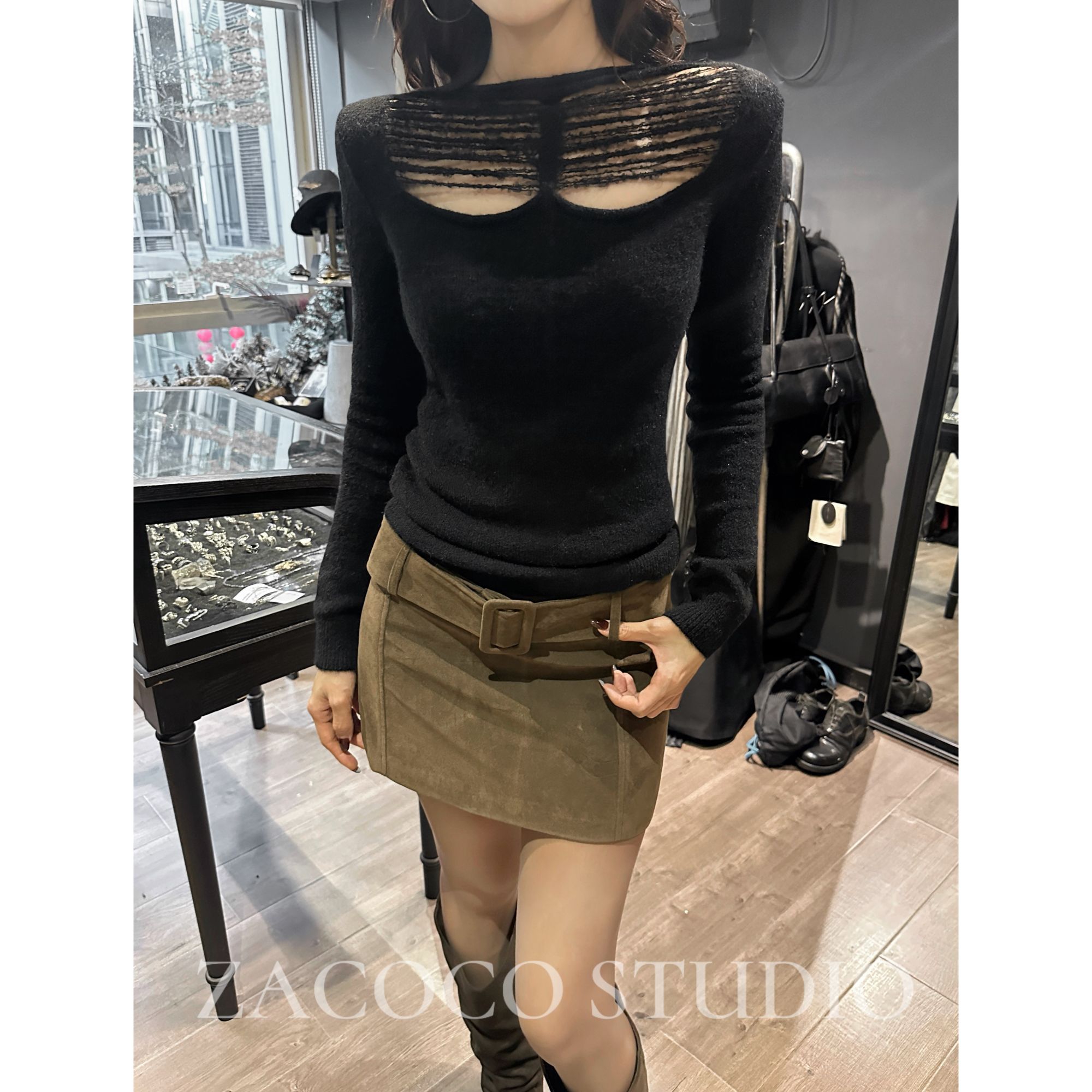 【ZACOCO】秋季新款时尚洋气百搭拍照必备流行打底上衣3659