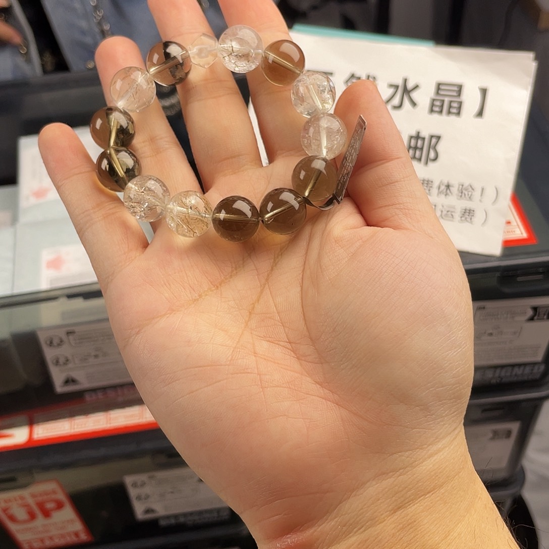 手串水晶银S925镀金镶嵌