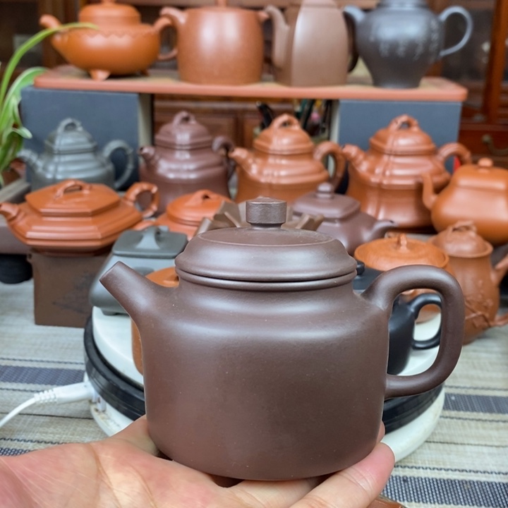 紫砂茶壶高德钟220cc原矿一厂老紫泥
