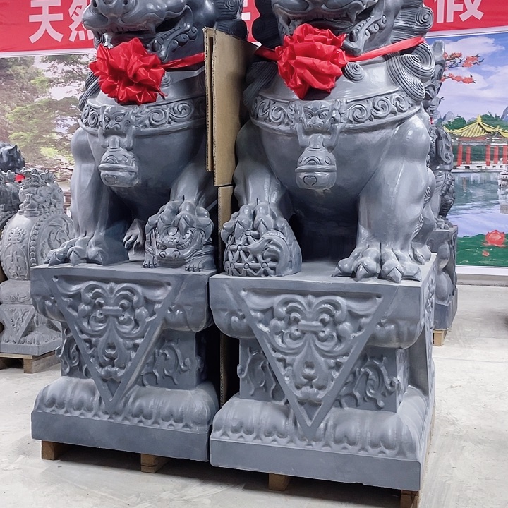 石材青石狮子高1.5米一对定金