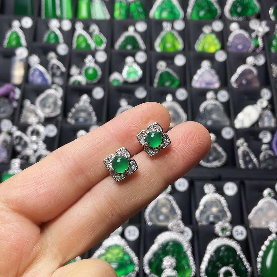 玛瑙/玉髓合金耳钉