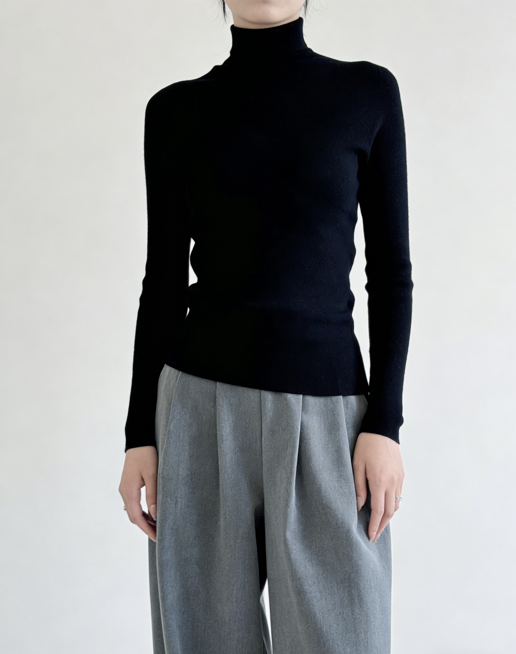 可机洗100%美丽诺绵羊毛60支精纺羊毛衫无缝一体高领秋冬百搭006#