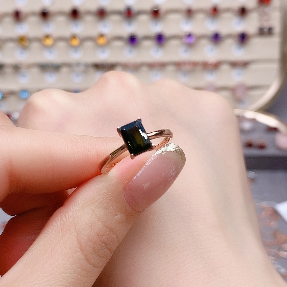 碧玺戒指银S925镶嵌戒指