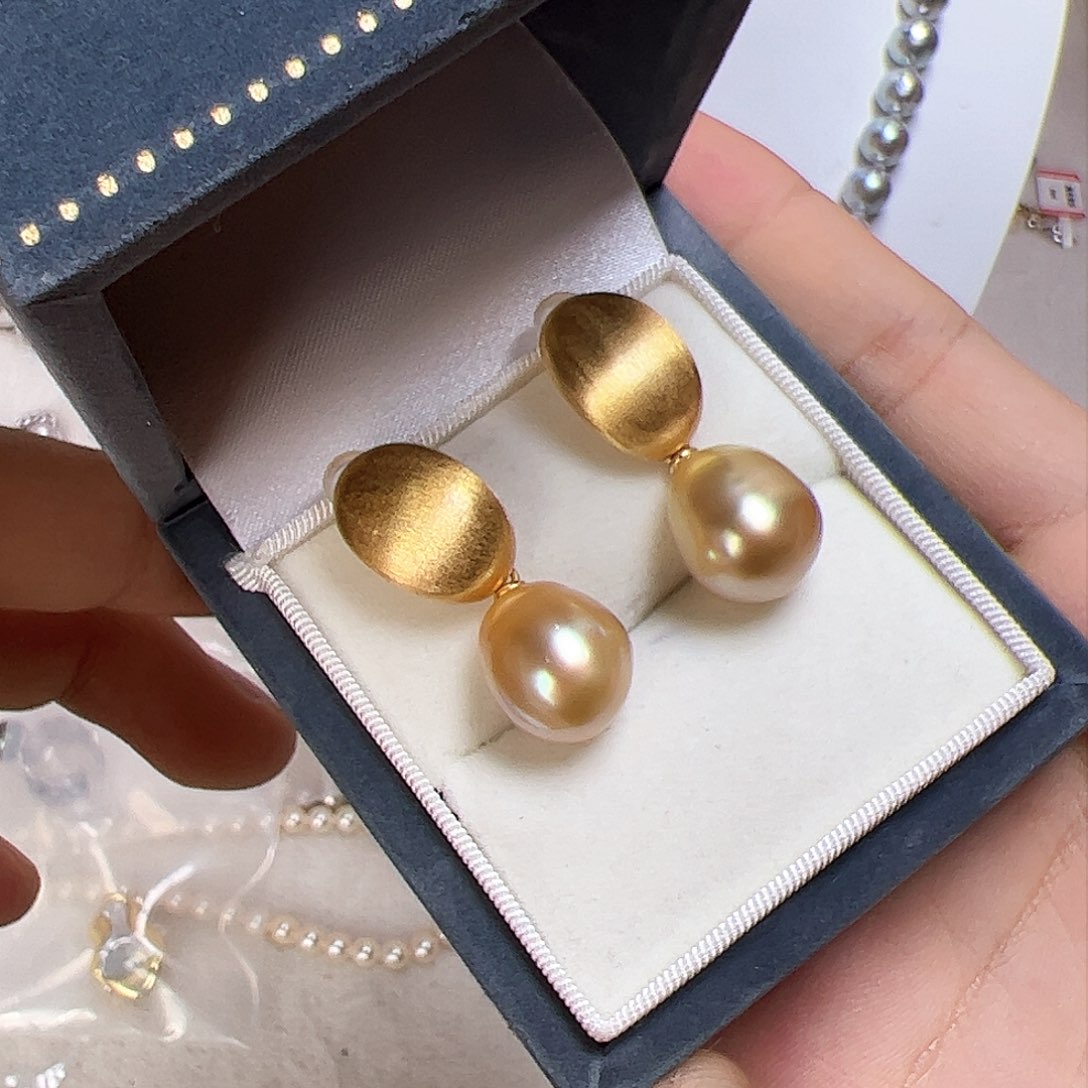 海水珍珠耳饰银S925镶嵌