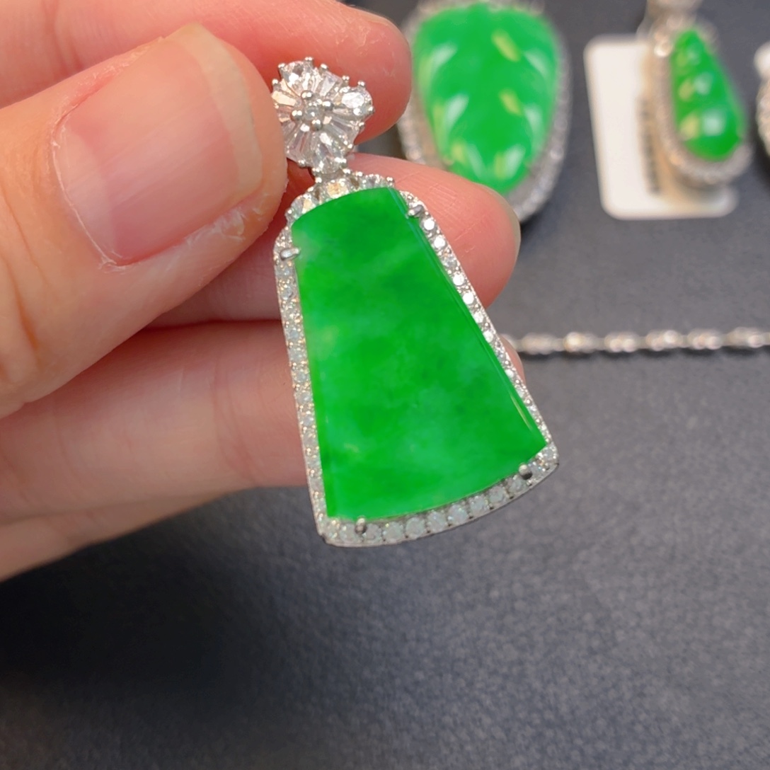 翡翠银S925镶嵌吊坠(不含链)