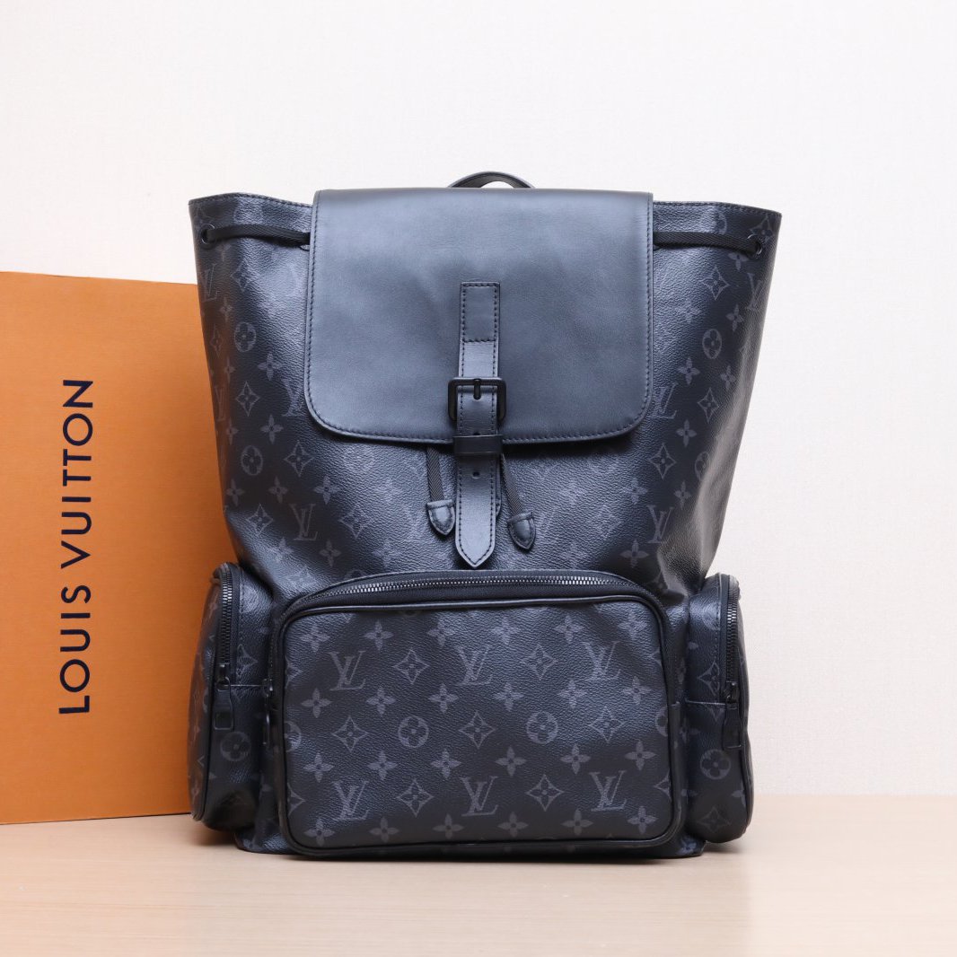 95新 LouisVuitton/路易威登 小花Jerry 芯片 Trio 老花双肩包