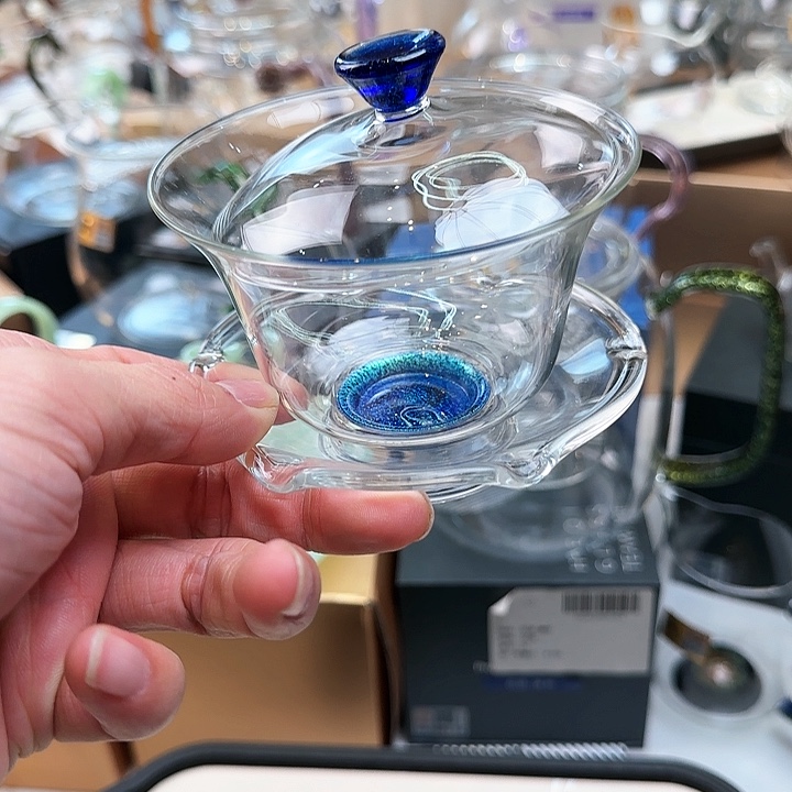 禾器宝蓝金盖碗，，，