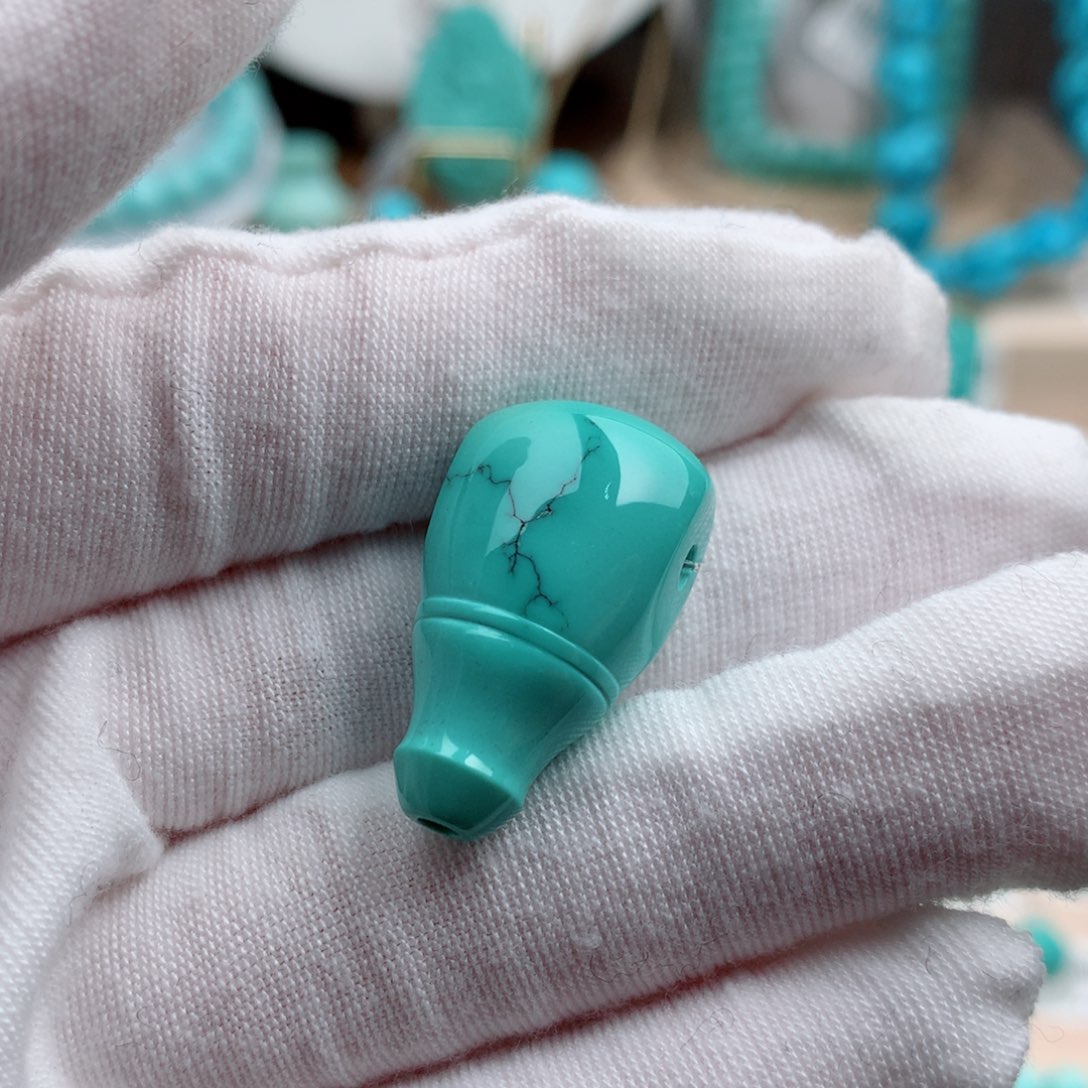 绿松石珠宝奇石未镶嵌14.3mm