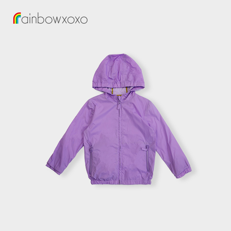 rainbowxoxo男女童户外连帽纯色可折叠外套大衣NASON NS-W4006K