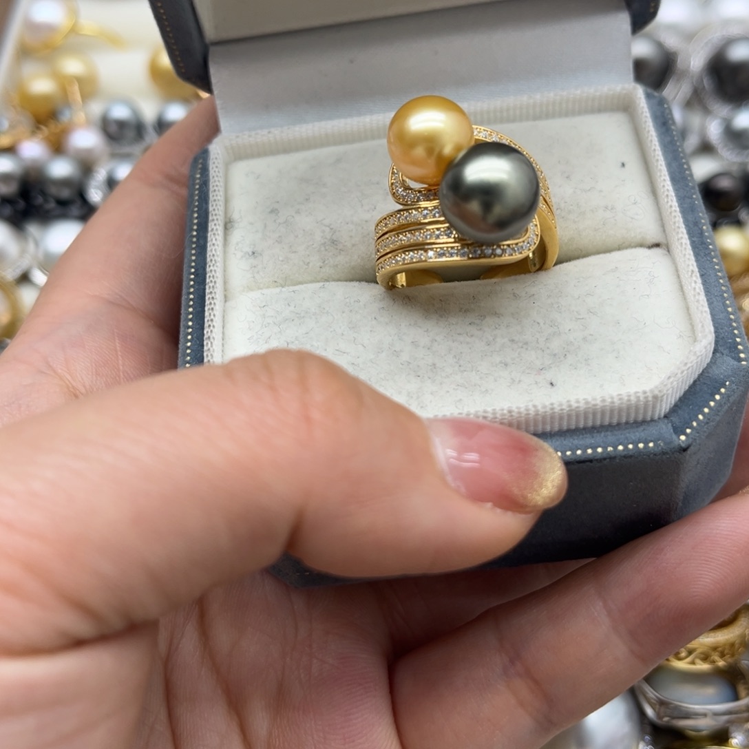戒指海水珍珠银S925镶嵌