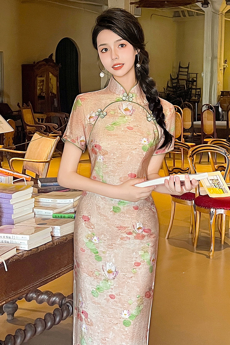 506 年轻款荷花美龄襟|玉楼春|旗袍