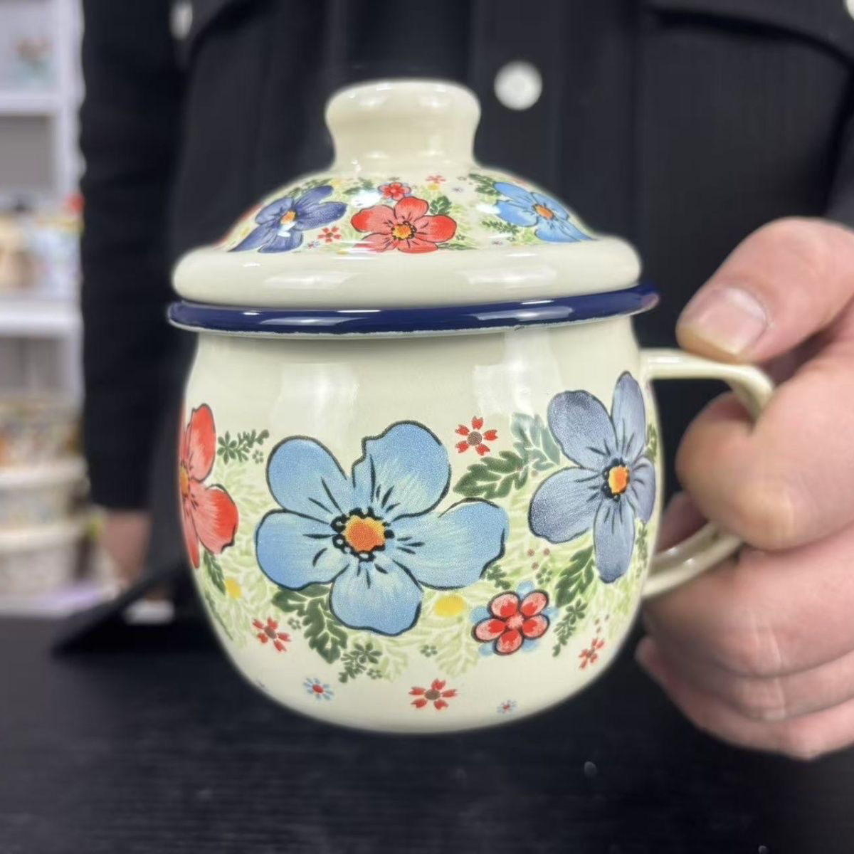 9公分珐琅搪瓷盛夏大肚杯1个