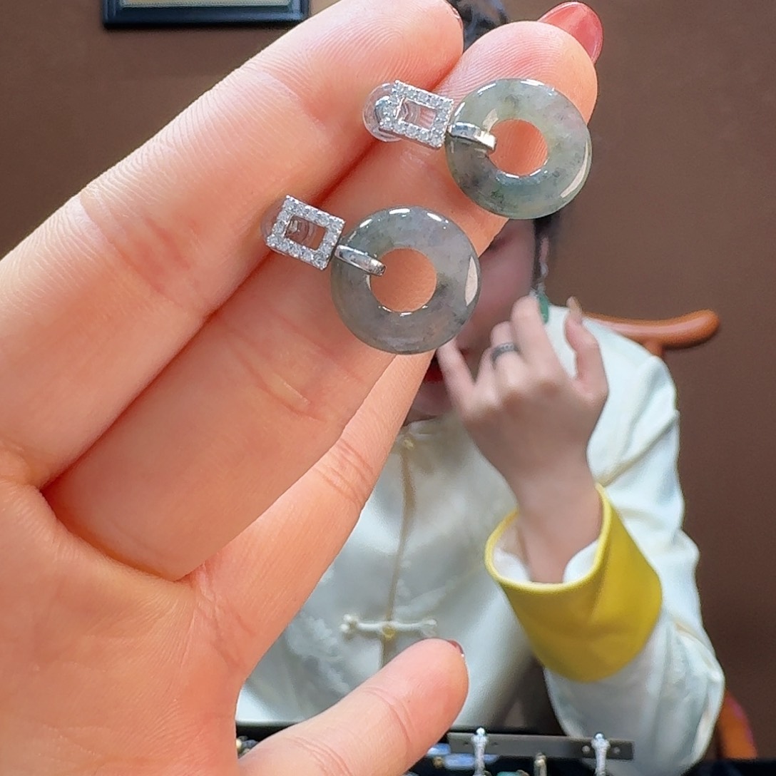 翡翠银S925镶嵌耳饰耳饰3