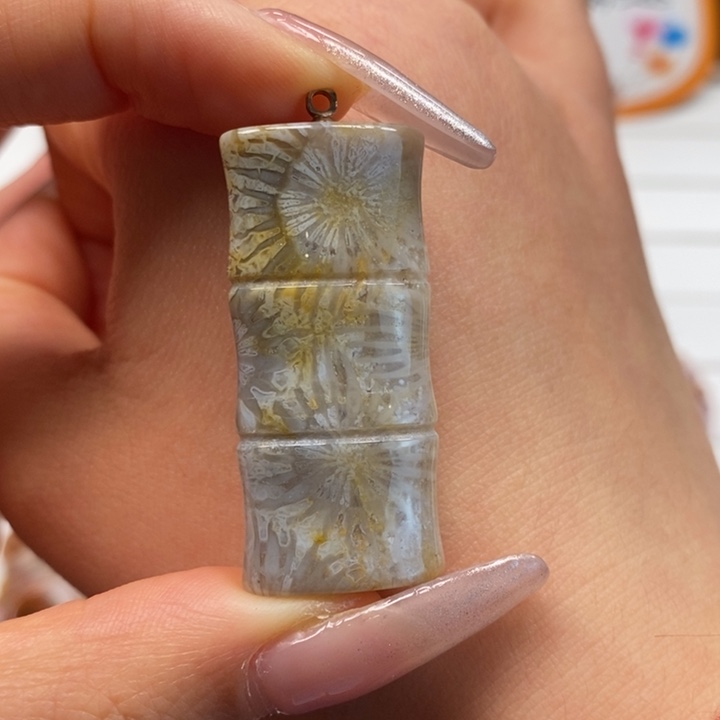 硅化玉颈饰未镶嵌竹节。节节高