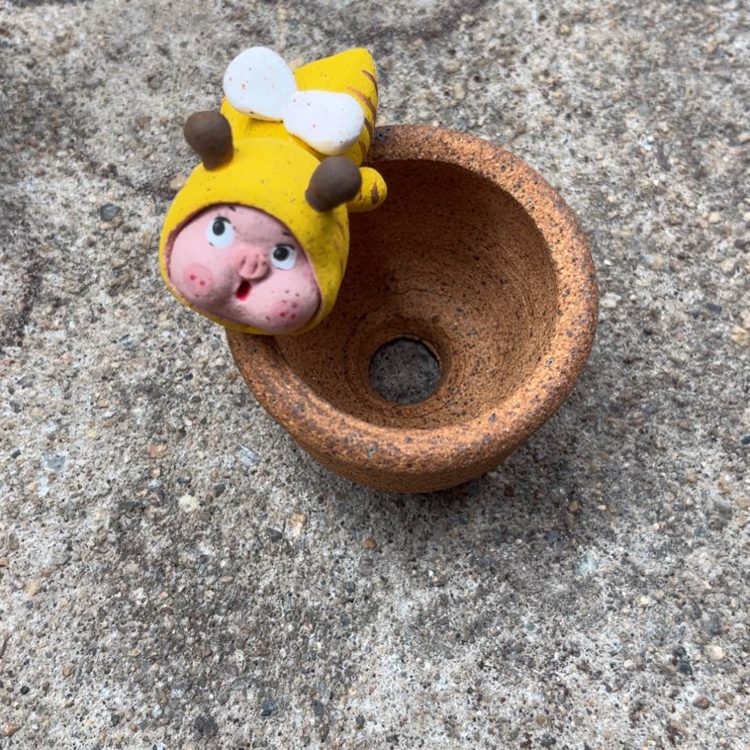 泥塑古镇炻陶花盆