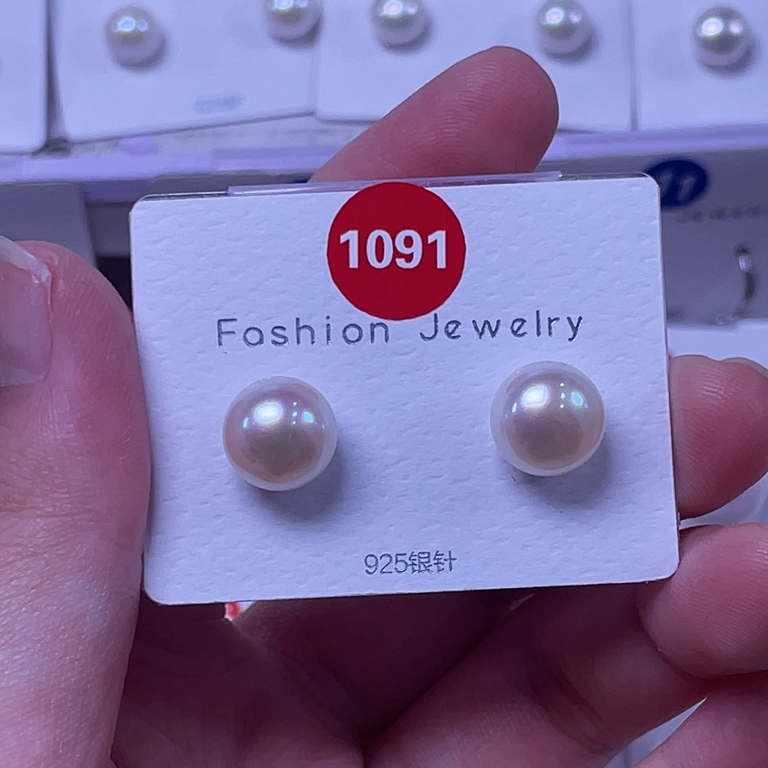 繁***花淡水珍珠银S925镶嵌耳饰