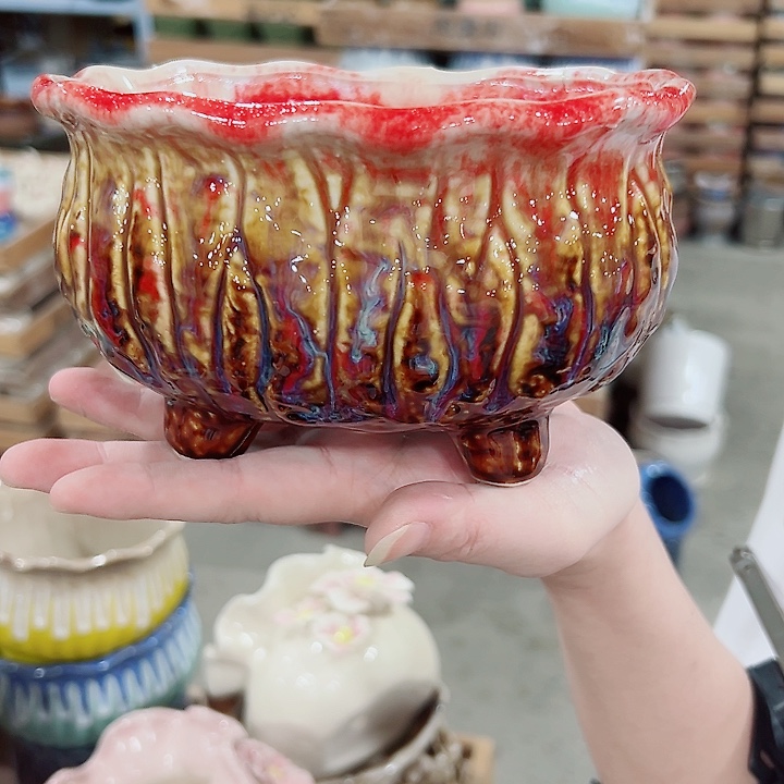 有孔.凑满10元发货多肉陶瓷花盆！