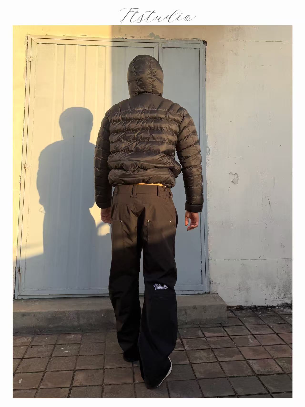 Ttstudio户外黑色冲锋裤秋新款三防弯刀可调节版型工装冲锋裤