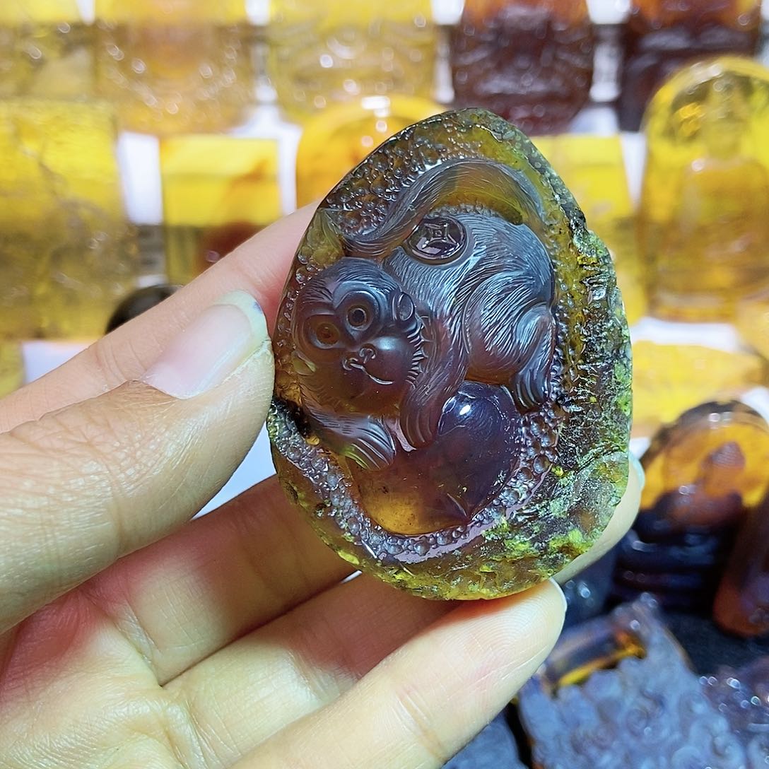 琥珀颈饰未镶嵌猴子26号