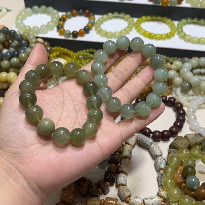 蛇纹石玉未镶嵌手链卡14