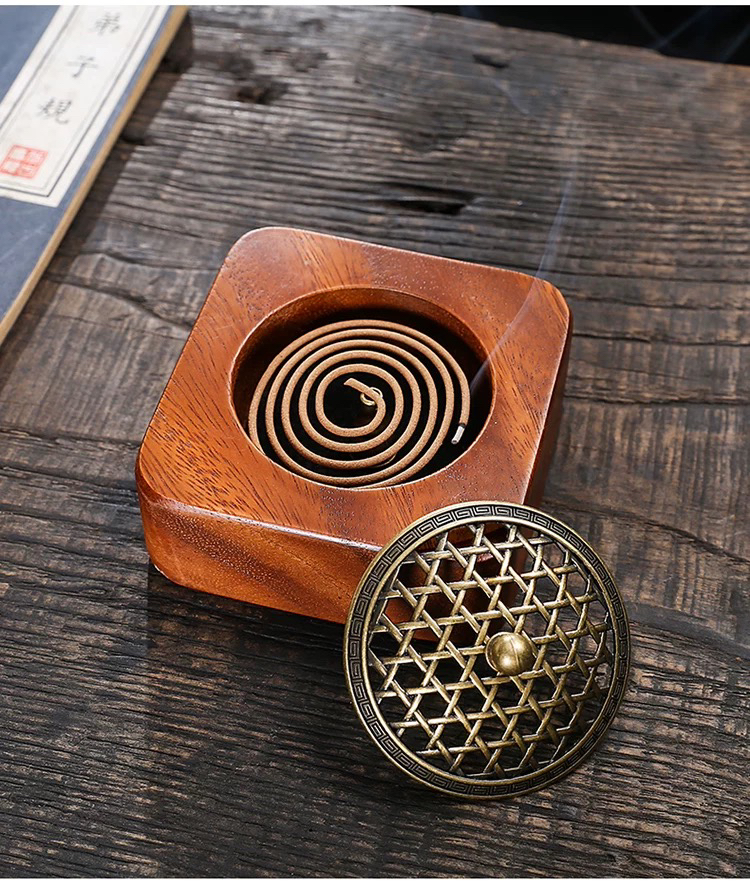 南美胡桃木四平八稳香炉-10*4cm