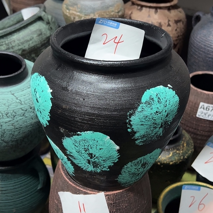 彩绘坛子高20口14默认打孔