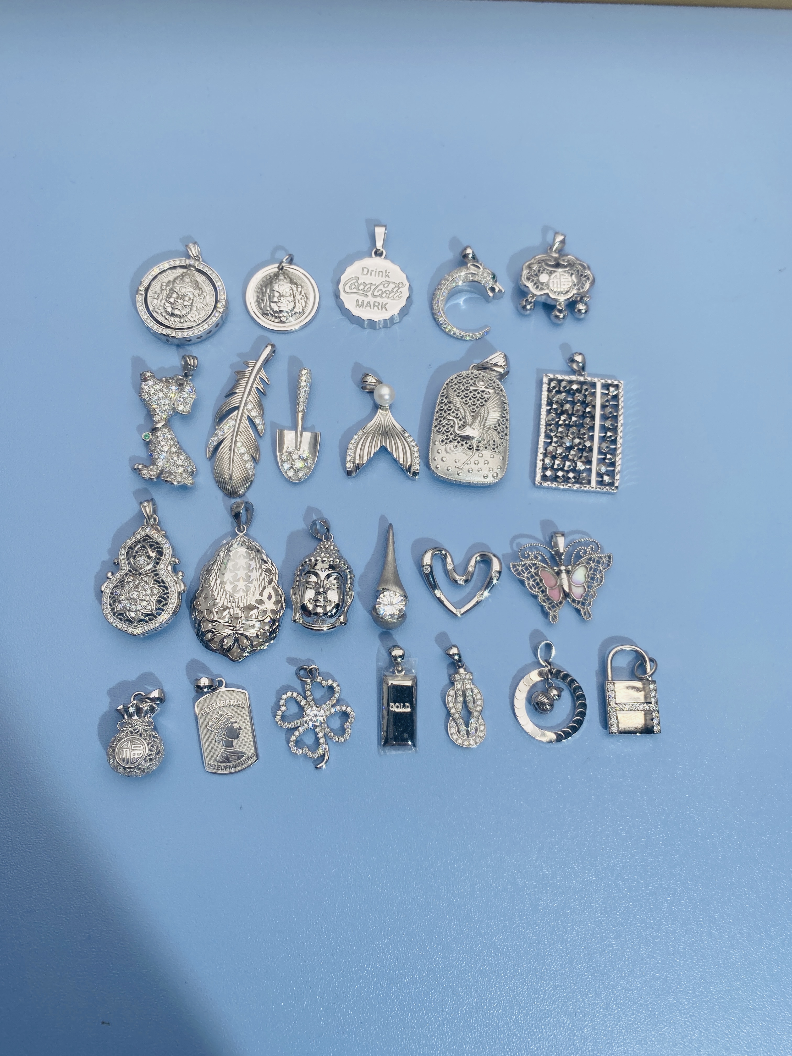 铂金pt950素款吊坠镶嵌灵动复古百搭满钻时尚挂坠简约