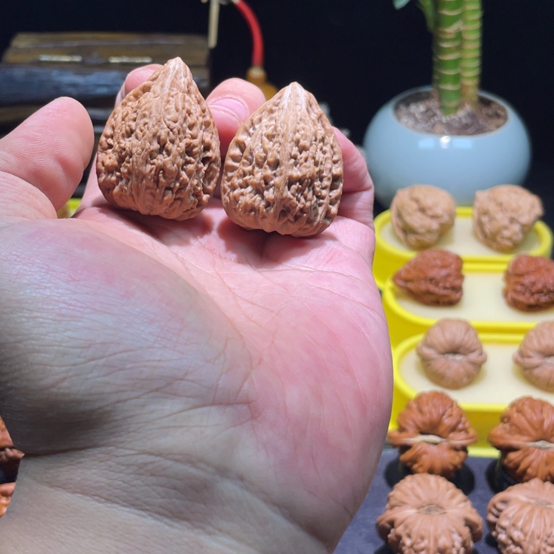 文玩核桃把件32全品正尖满肉凹底塔尖