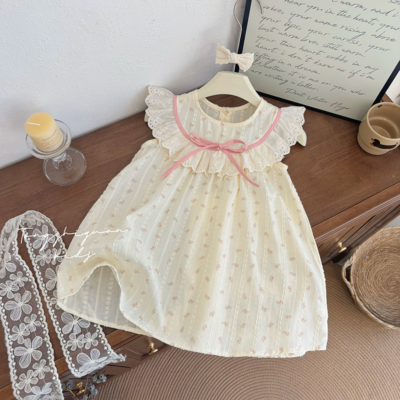 韩版夏季蝴蝶结连衣裙时尚百搭洋气休闲韩版可爱裙子