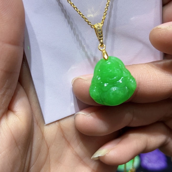 翡翠颈饰14K金镶嵌吊坠