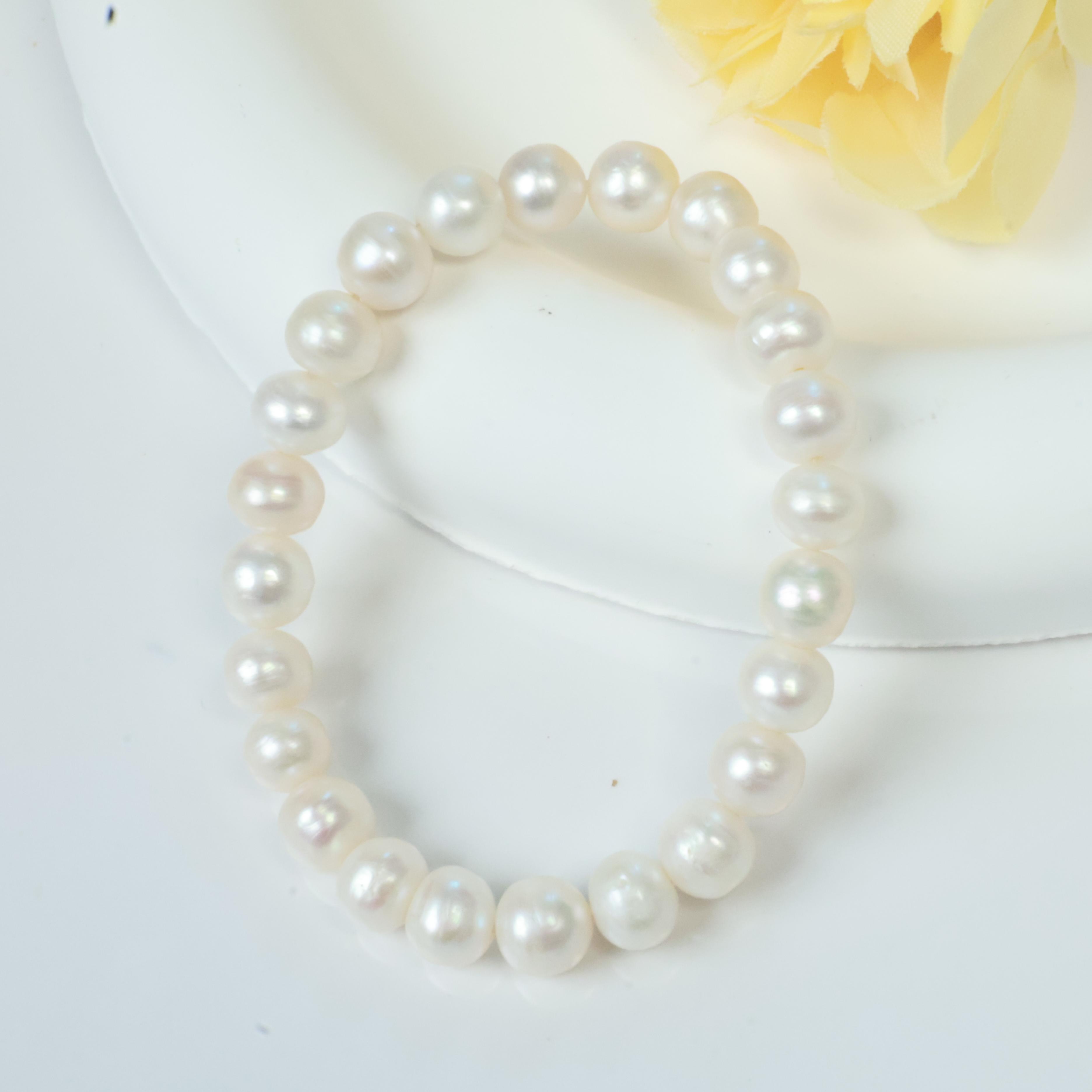 【大白】7-8mm淡水珍珠手串【S37】简约白色气质百搭经典