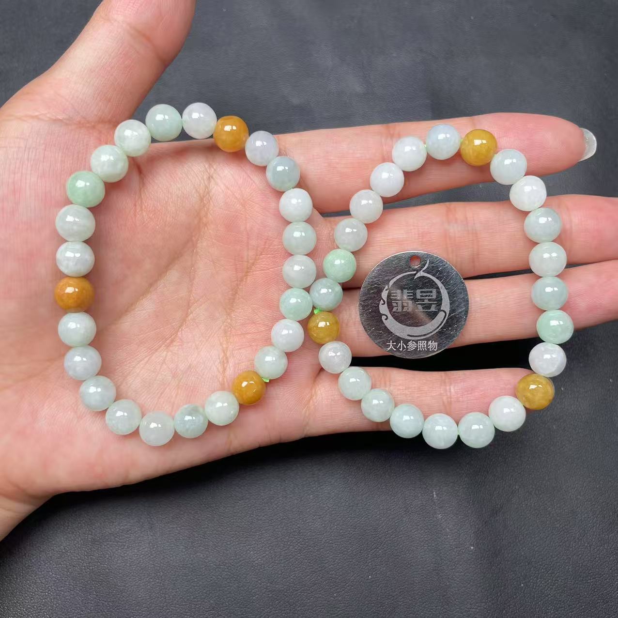 翡昱-N03-46613-830-天然A货翡翠手串/约7+/约24颗/-多样性发其一