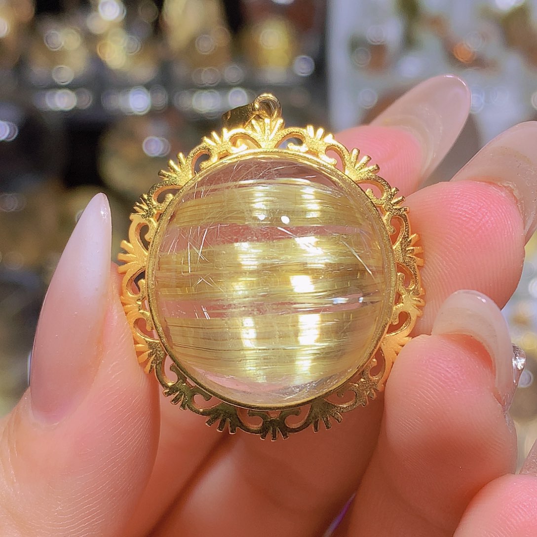 银S925镀金镶嵌珠宝半成品水晶吊坠