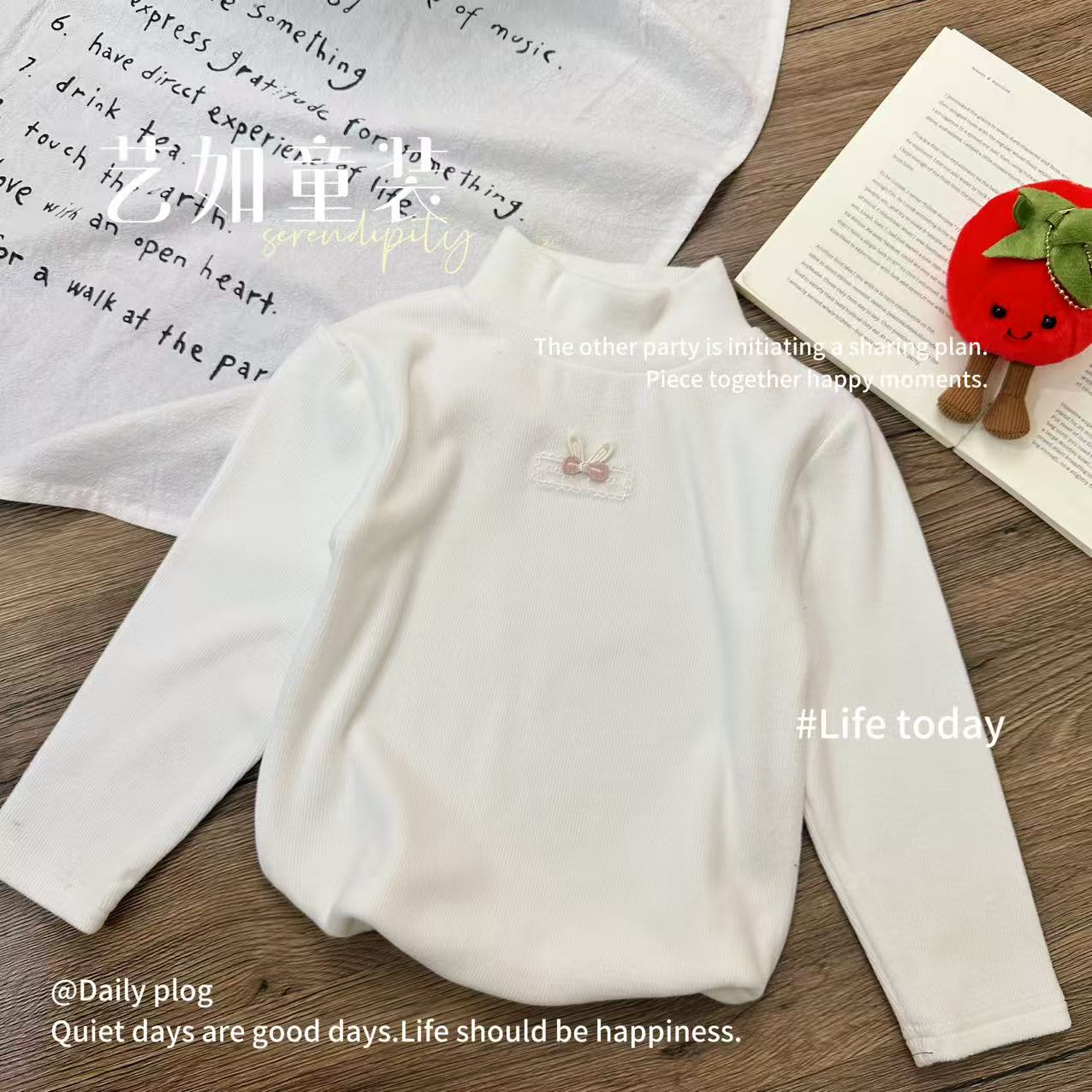 【慕斯羊绒】2025秋季上新女童韩系蝴蝶半高领百搭打底衫D-H443