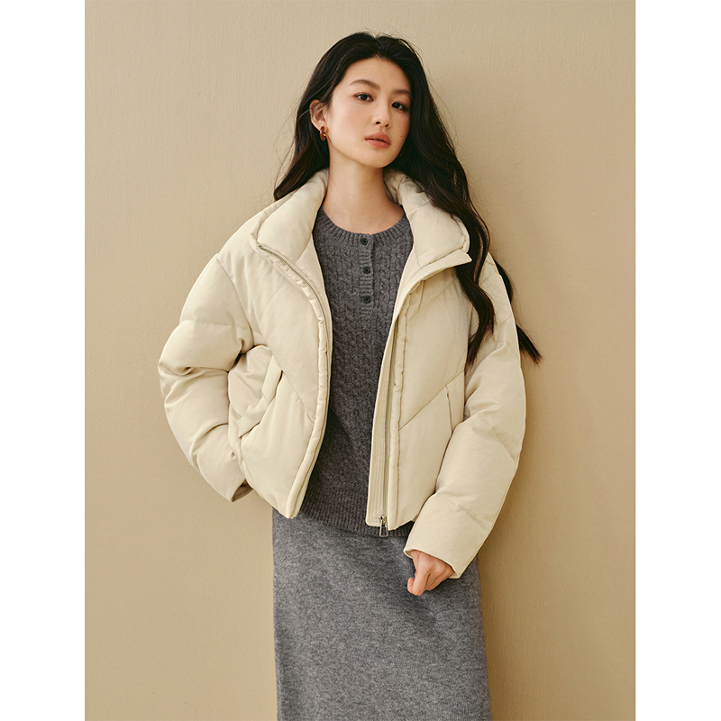 【流光风穿搭】茵曼25冬季休闲小欧包立领羽绒服短款面包服保暖外套