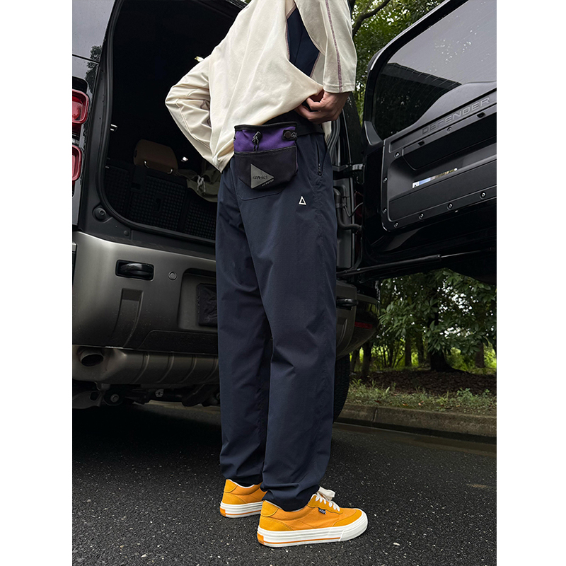 藏青色三防软壳冲锋裤男秋冬美式机能微锥工装裤子户外登山运动裤