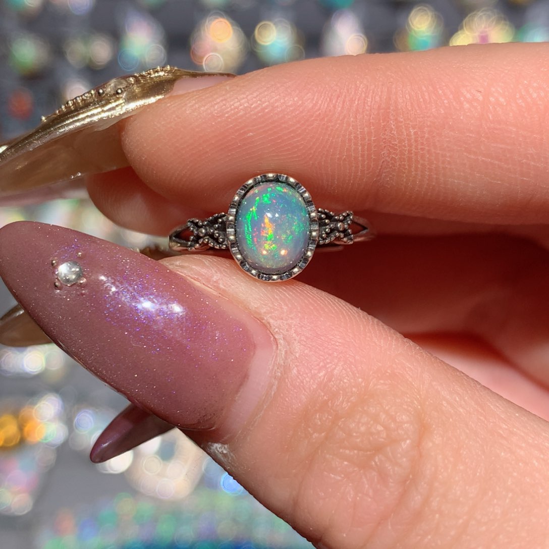 欧泊福利戒指w银S925镶嵌