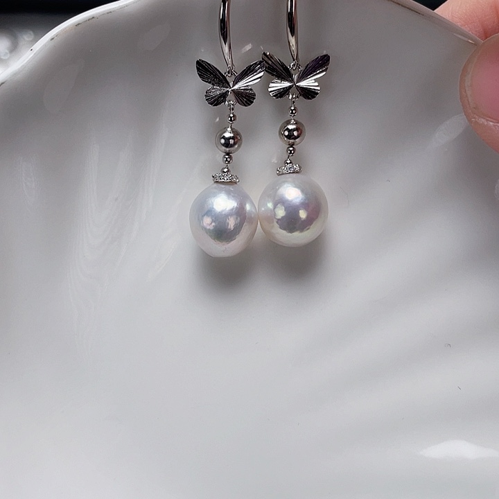 淡水珍珠耳饰银S925镶嵌