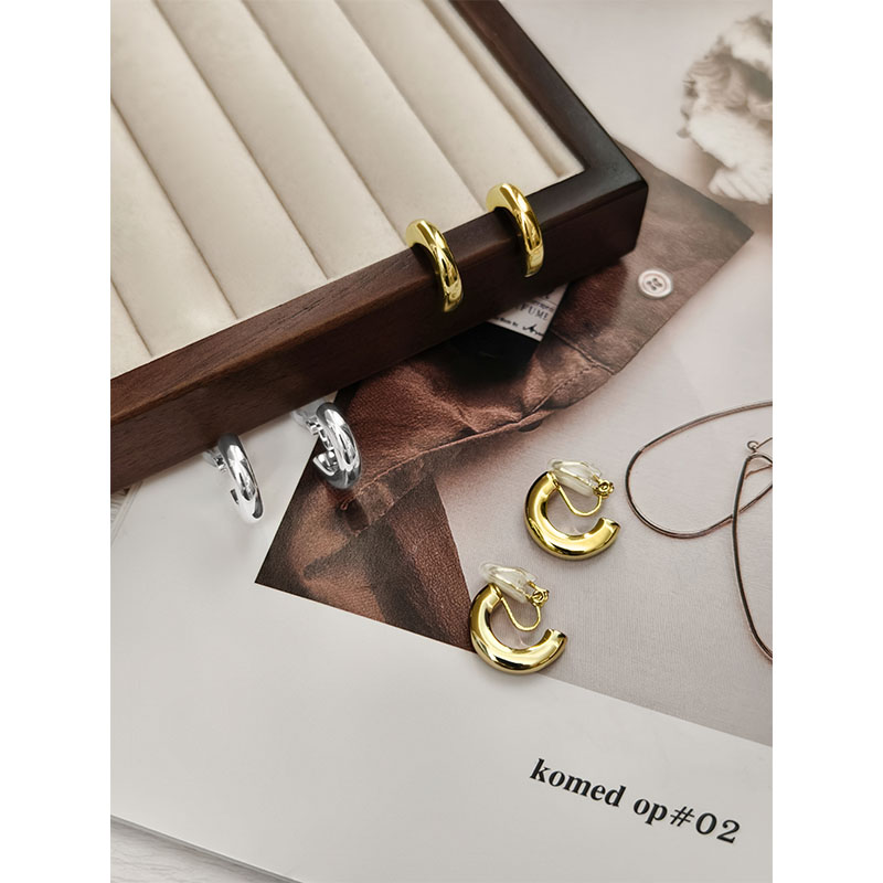 铜合金耳饰 美洋MEIYANG 简约半圆耳环 轻盈高智百搭耳针耳夹Rsu