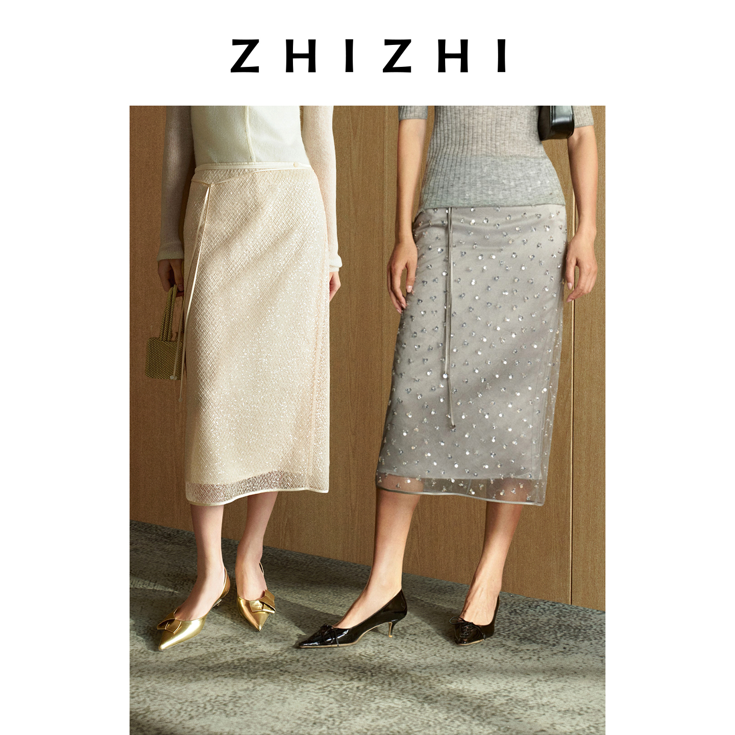 致知 雨霖铃/踏莎行 钉珠半裙气质时尚装饰裙女26春ZZ2FSWB3002