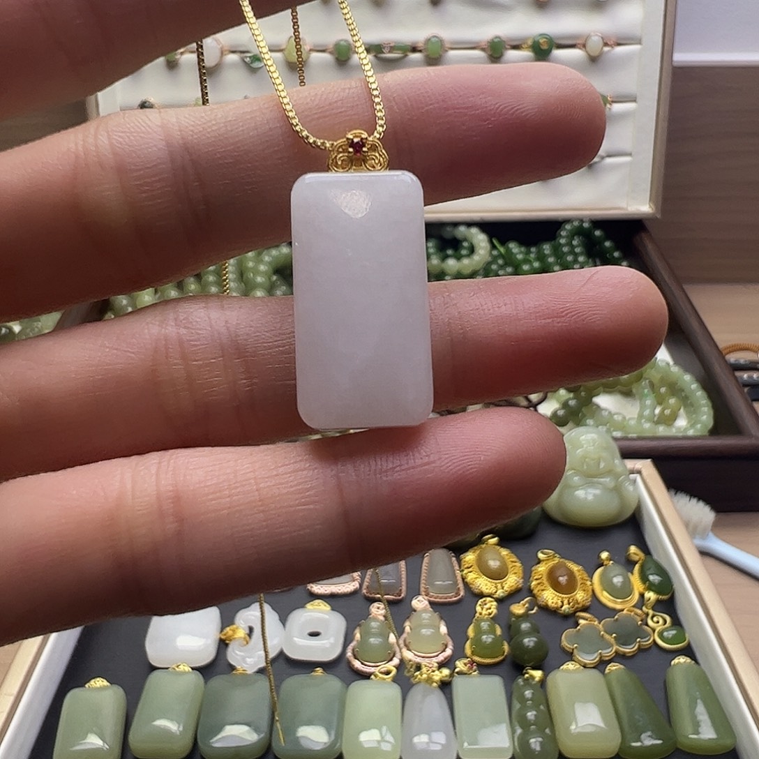 和田玉银S925镶嵌吊坠(赠链)