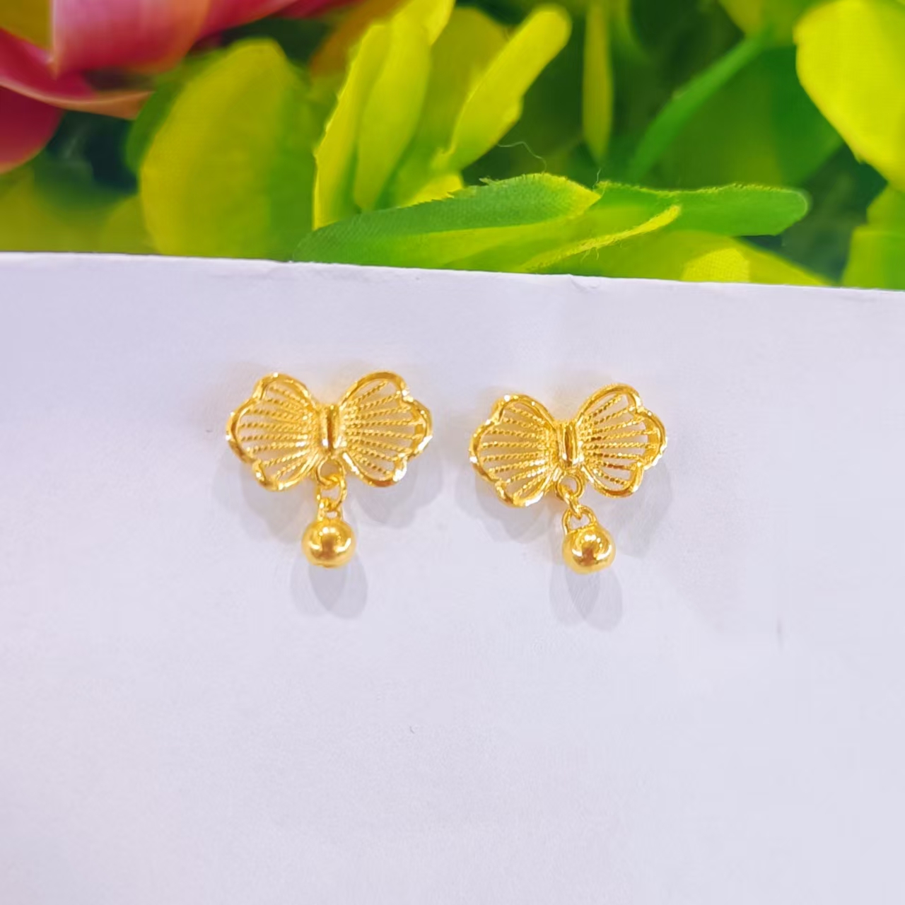 【富远黄金】足金蝴蝶直针耳钉FYHR01010789