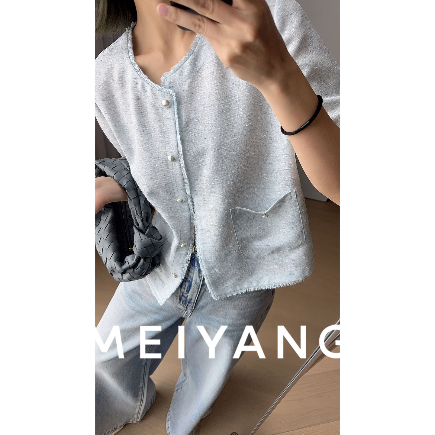 A【商场同款】美洋MEIYANG 超薄小香外套 圆领正肩短袖上衣-周一