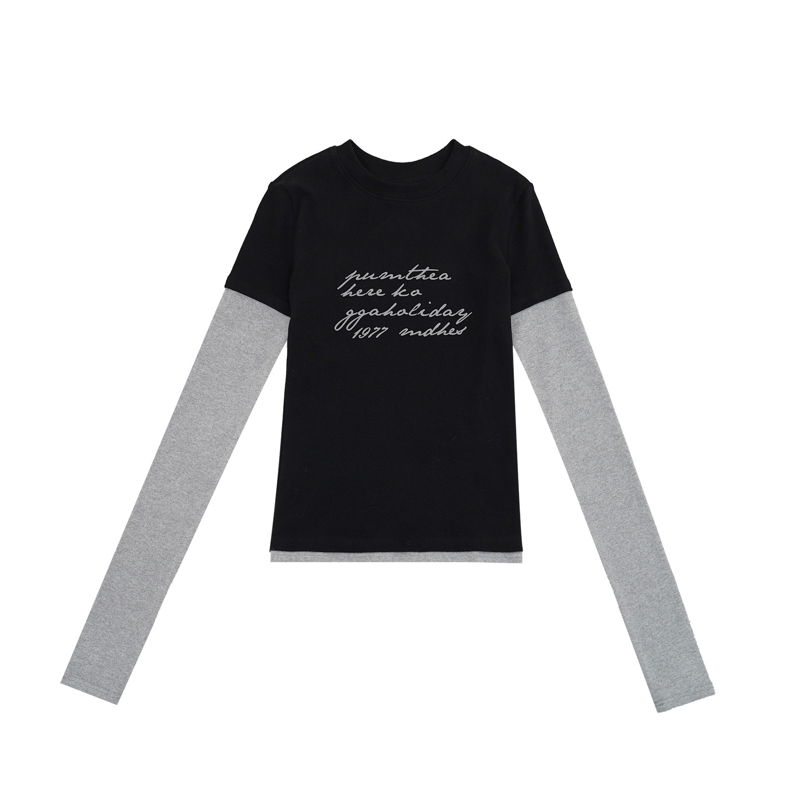 GGAHOLIDAY时尚休闲百搭修身拼接撞色女士打底衫长袖T恤-161091