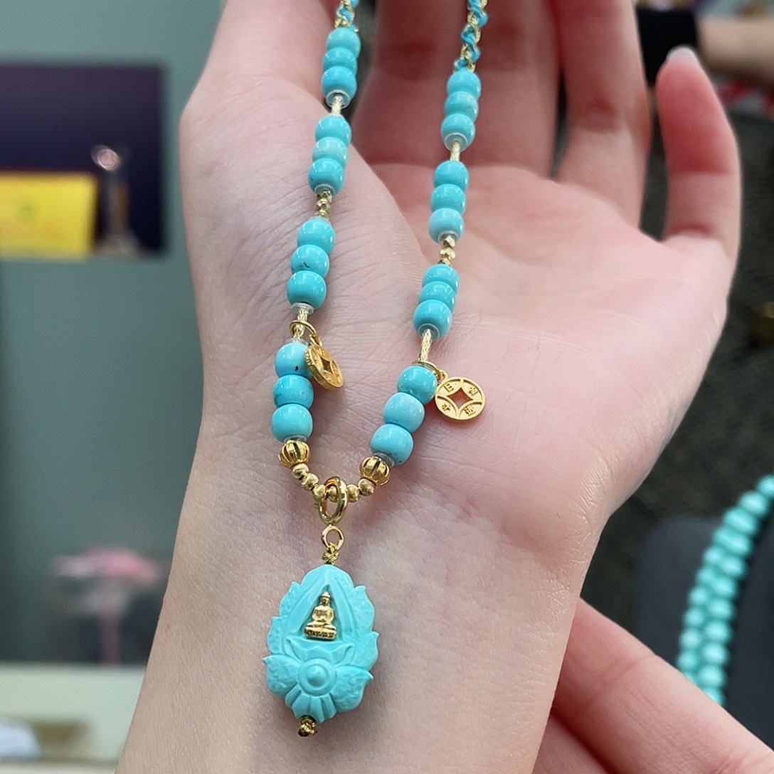 绿松石颈饰18K金镶嵌