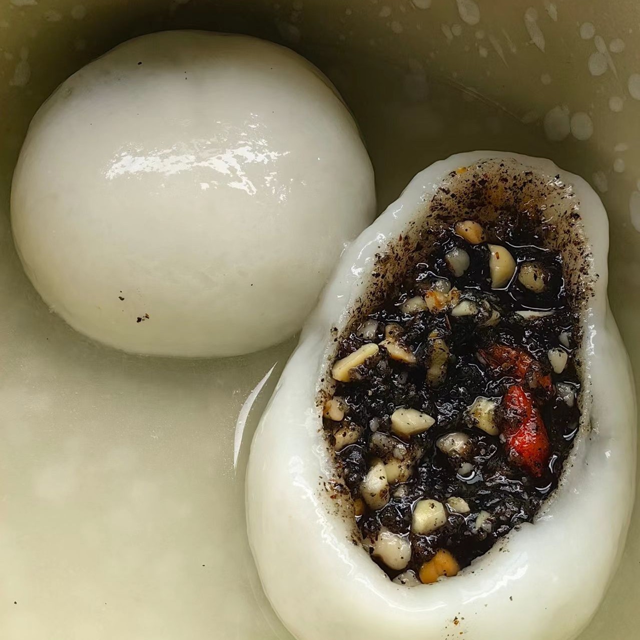 网红石磨吊浆大汤圆《黑芝麻花生馅大汤圆》