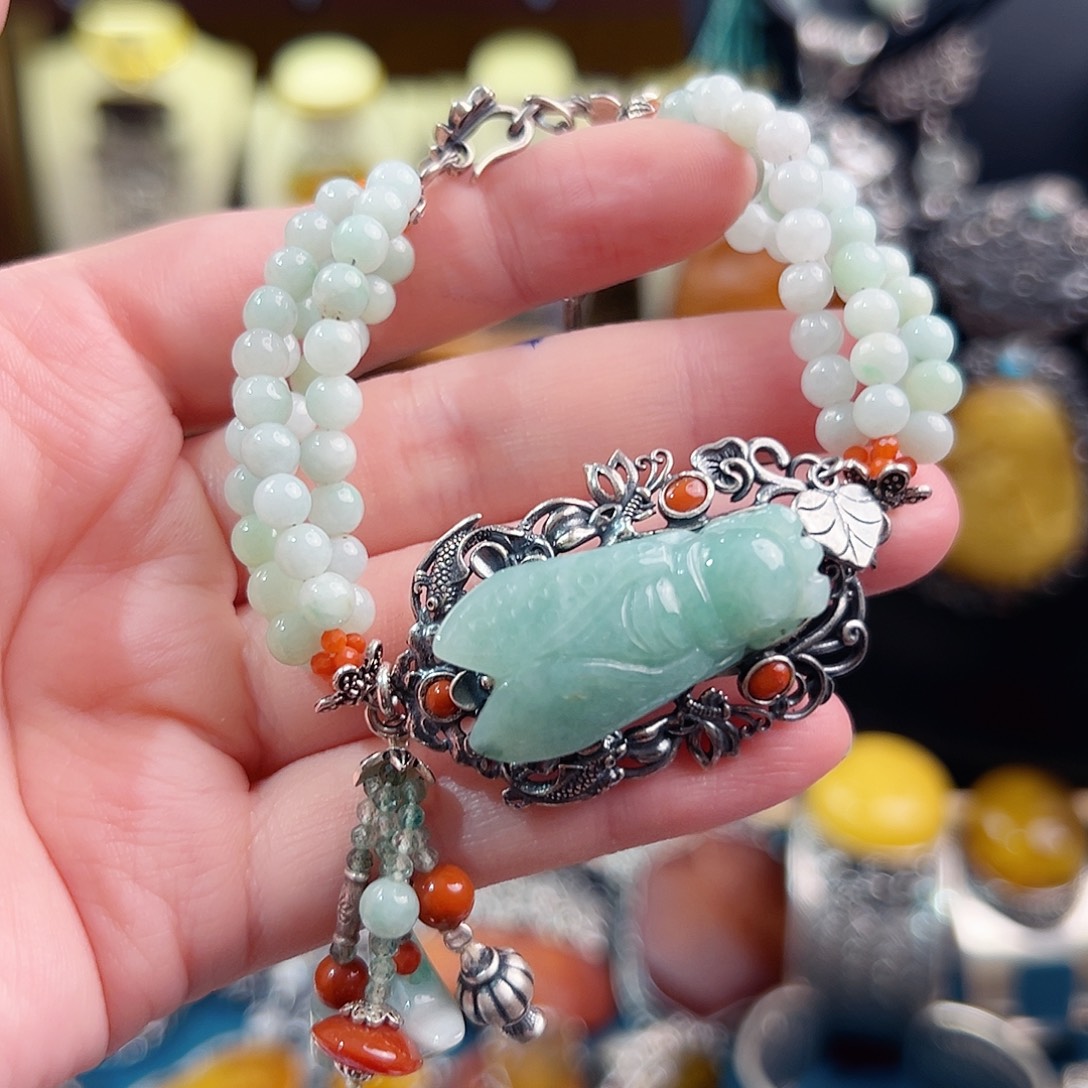 银S925镶嵌手链翡翠