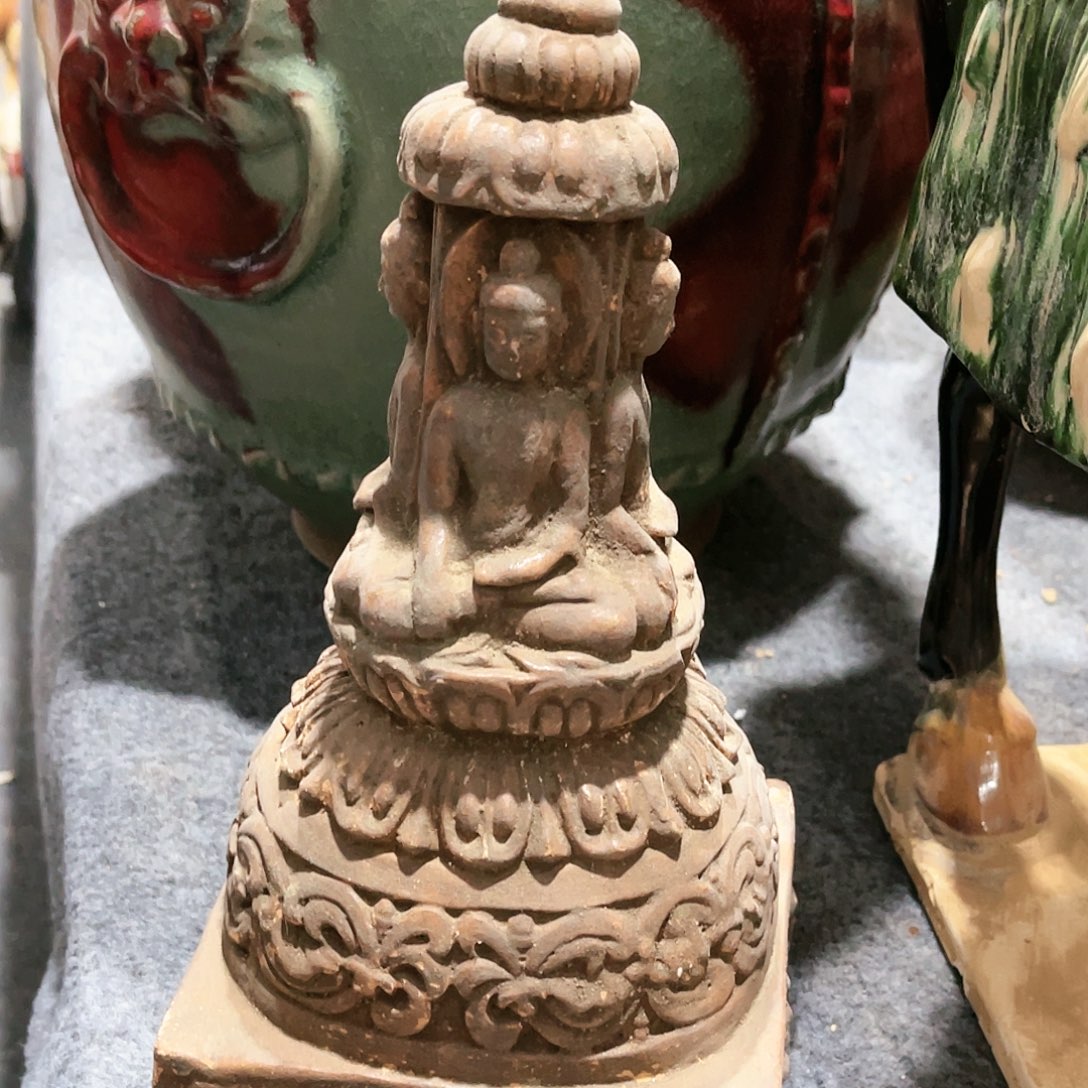 瓦当摆件摆件茶桌茶台陶瓷花*仔